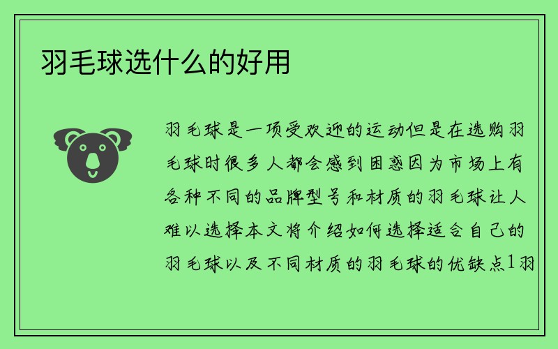 羽毛球选什么的好用