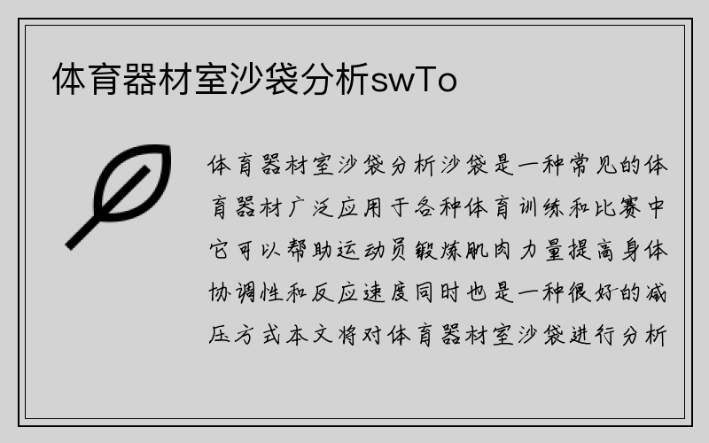 体育器材室沙袋分析swTo