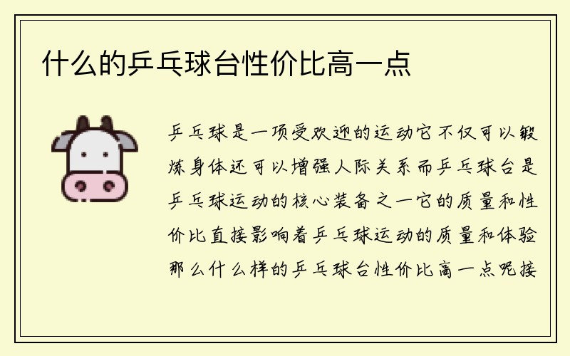 什么的乒乓球台性价比高一点